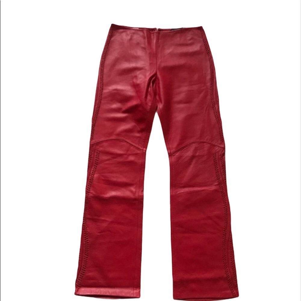 Richard Tyler Couture Sz 8 Leather Red Pants